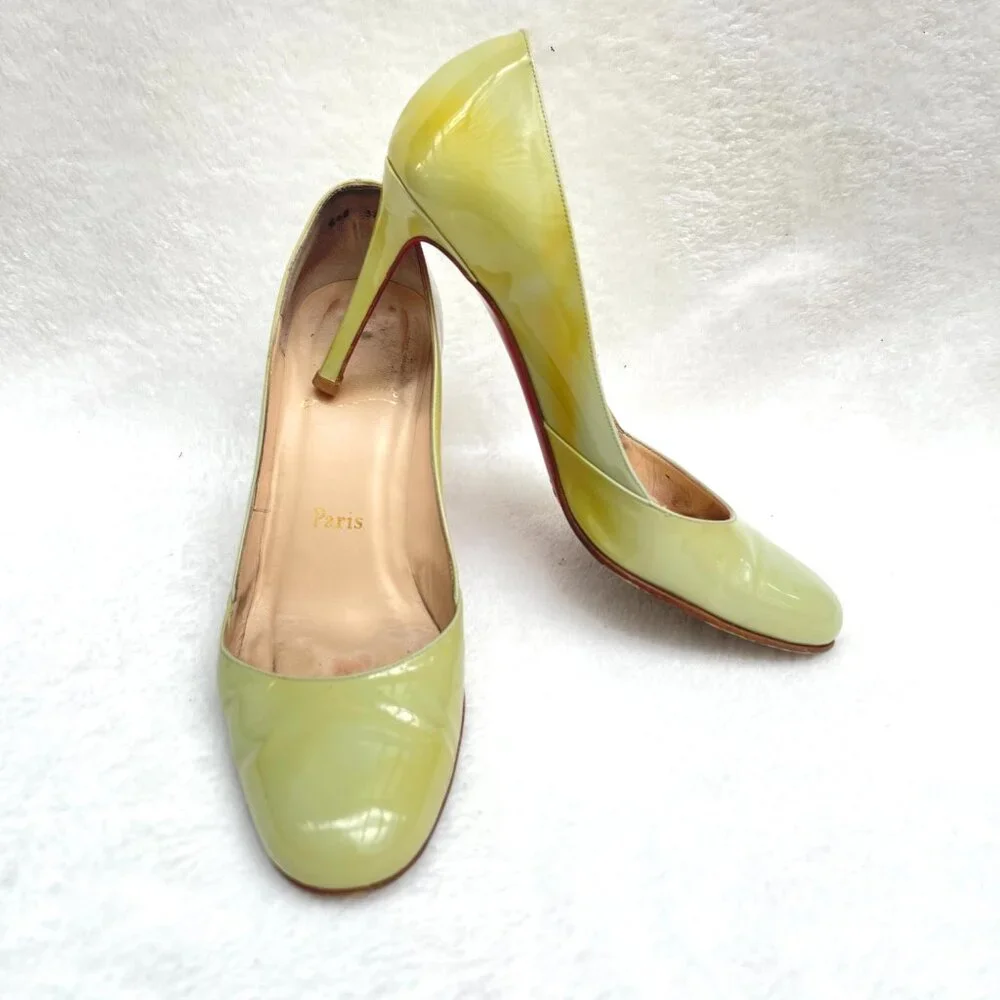 Christian Louboutin Devdas Pale Green Patent Leather Heels